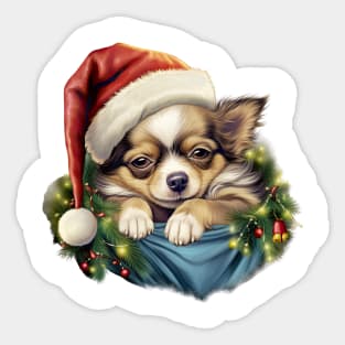 Lazy Chihuahua Dog at Christmas Sticker